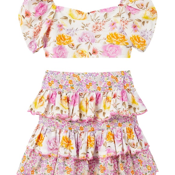 Floral Off-Shoulder Top and Skirt Set